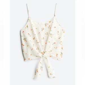 LUSH Parina Tie Front Crop Cami Blouse Size Large